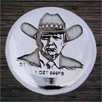 Trump Cowboy 1oz Silver Button