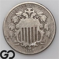 1867 Shield Nickel, No Rays Good Bid: 23