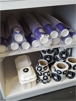 lot branded cups and labels etc.