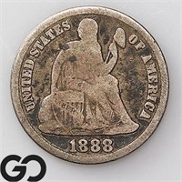 1888-S Seated Liberty Dime, VG Bid: 16