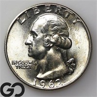 1962-D Washington Quarter, Gem BU+ Bid: 75