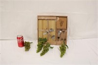 Wine & Cheese Serving Bar Set w/ Faux Grapes