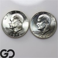 2-coin Lot, 1972-S Eisenhower Dollars, Superb Gems