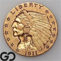 1911 $2.5 Gold Indian Quarter Eagle
