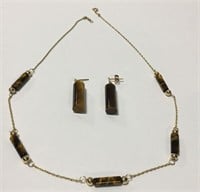 14k Gold And Tiger's Eye Necklace