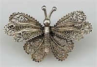 Antique Filigree Marked 800 Sterling Butterfly