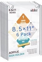 NIUBEE 6 Pack Acrylic Wall Sign Holder - 8.5x11