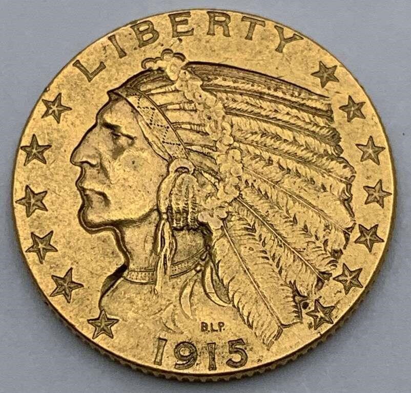 1915 Gold Indian Head $5 Coin