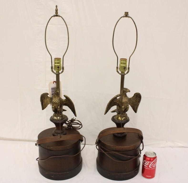 Pair of Unique 1970s Eagle Lamps