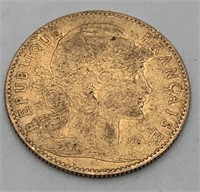 1906 French 10 Francs Gold Coin