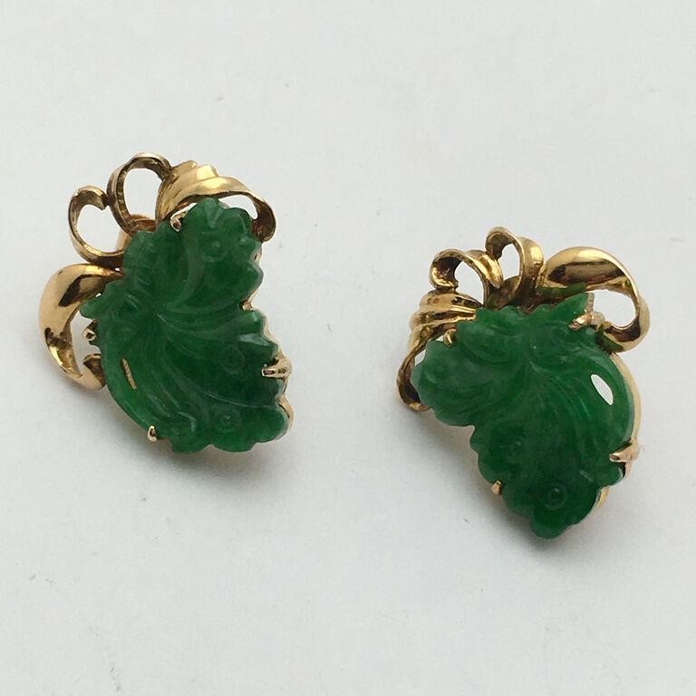 Apple Jade And 14k Gold Earrings