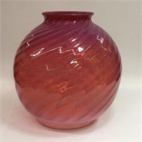 Cranberry Glass Opalescent Swirl Lamp Shade