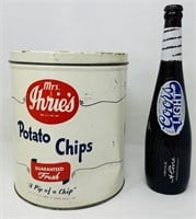 Vtg Mrs.Ihrie Potato Chip Tin & Coors Light Beer