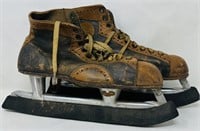 Antique Alfred Johnson 2 Tone Leather Ice Skates