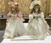 2 Jane L. Dolan porcelain dolls 18in,17in
