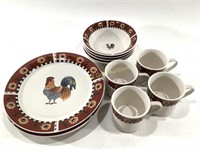 Gibson Ceramic Rooster Dish Set