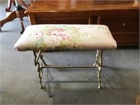 Floral upholstered bench approx 24x12x15.5