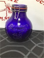 Grandmas Brand Blue Glass 10in Jar Container