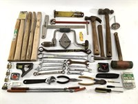 Lot of Tools, Hickory Handles, & Bit Sharpener