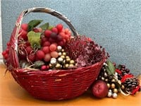 Faux Floral Grapes in Basket