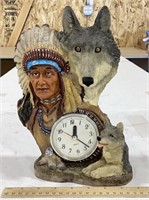 Native American & wolf quartz clock