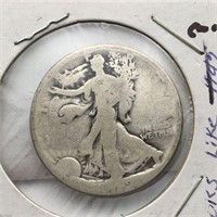 Silver Walking Liberty Half Dollar, Illegible Date