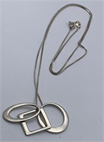 Sterling Silver Box Chain Necklace W Pendants
