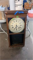 ANTIQUE WALL CLOCK, **MISSING BOTTOM GLASS
