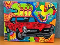 Muscle Car Signed Acrylic on Canvas