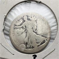 Silver Walking Liberty Half Dollar, Illegible Date