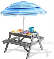 3-in-1 Kids Picnic Table, Adjustable Umbrella