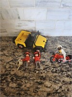 Vintage Playmobil car motorcycle people