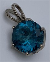 Sterling Silver Pendant With Blue Stone