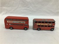 (2) Double Decker Toy Buses, 4"L, 1 is Budgie Toy