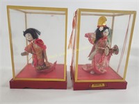 (2) Japanese Geisha Dolls In Case
