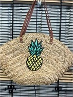 Large Pineapple Woven material beach bag