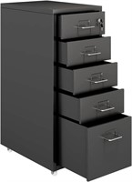 5-Drawer Mobile Cabinet, Caster Lock, Black