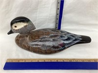 Painted & Signed Wooden Duck Decoy, 14”L
