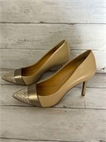 Tan/silver heels Womens Shoes size 6.5