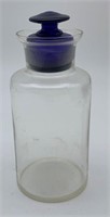 Glass Apothecary Jar With Blue Lid