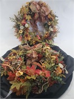 (2) Autumn Style Wreaths & Storage Case