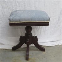 Stool - Wood Base & Upholstered Seat - H 20"