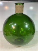 Hand Made Spain Glass Green Vase 13x17in