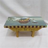 Noah's Ark Handpainted Wood Stool - Decorative