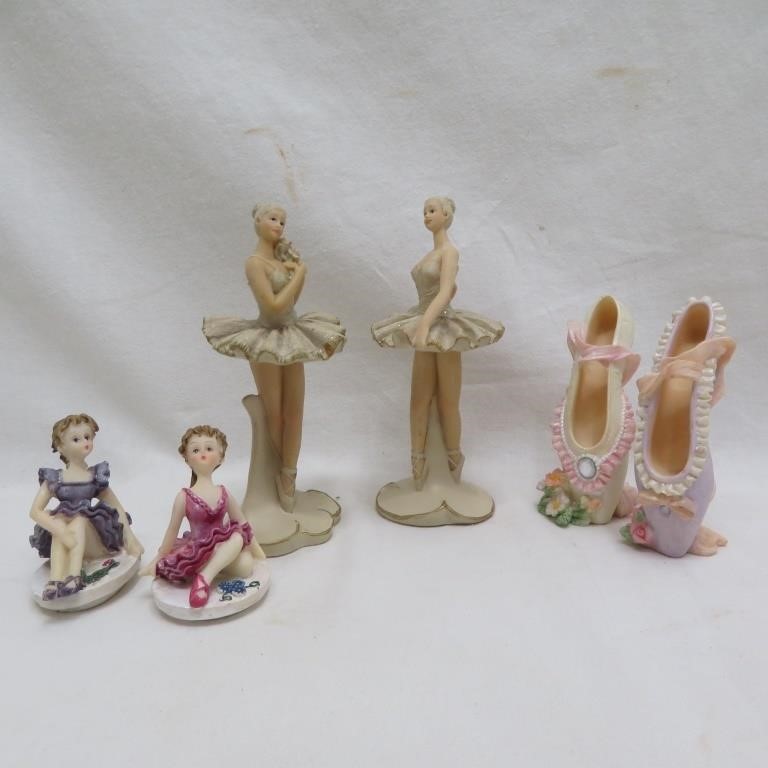Ballerina Figurines (Resin) & Shoe Lot