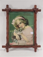 MCM Girl Holding Cat Print & Frame: M.A. Stock