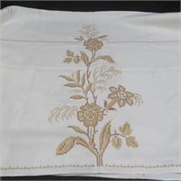 Linen Tablecloth - Cross Stitched - 102" x 68"