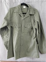 Vintage Military Issue Shirt Army Green 15.5x33