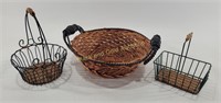 (3) Baskets with Metal Lining