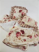 Floral Twin Size Bed Skirts & 15" x 15" Pillows